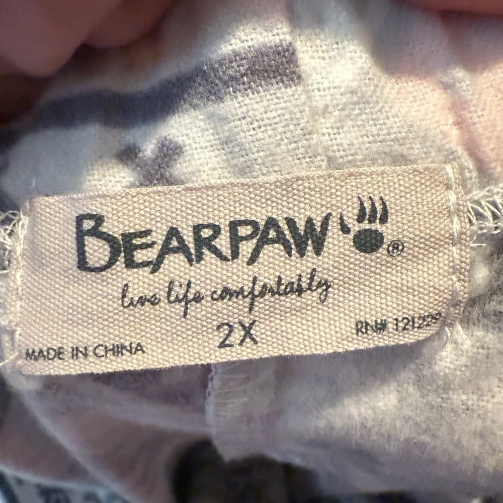 Bearpaw Long Sleeve Cozy Pajama 2 Piece Set Womens‎ Sz 2x Pink/Grey SOFT & WARM